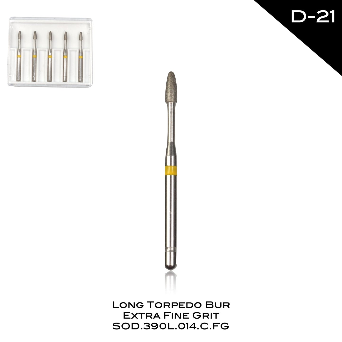 Long Torpedo Bur Extra Fine Grit - D-21 - Incidental