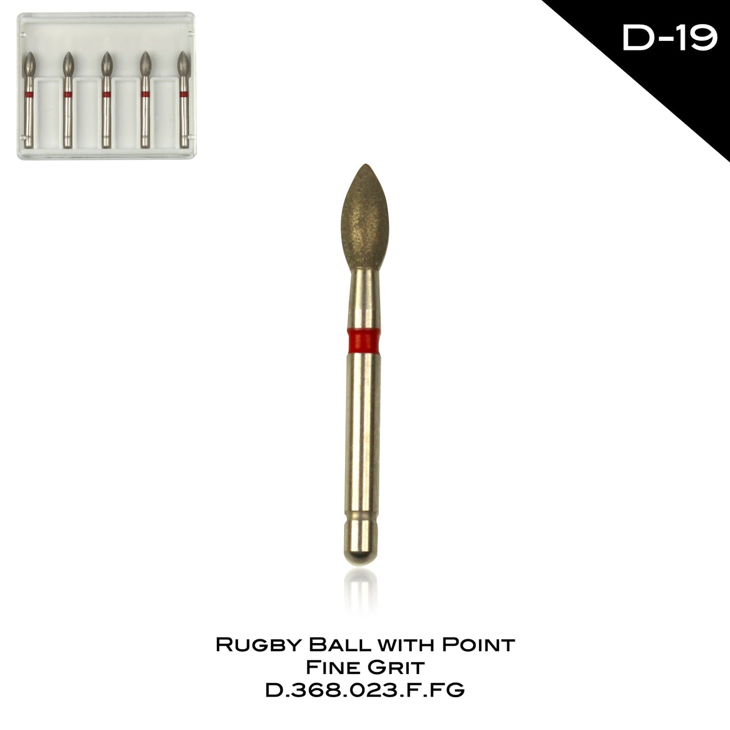 Rugby Ball with Point - Fine Grit - D-19 - Incidental