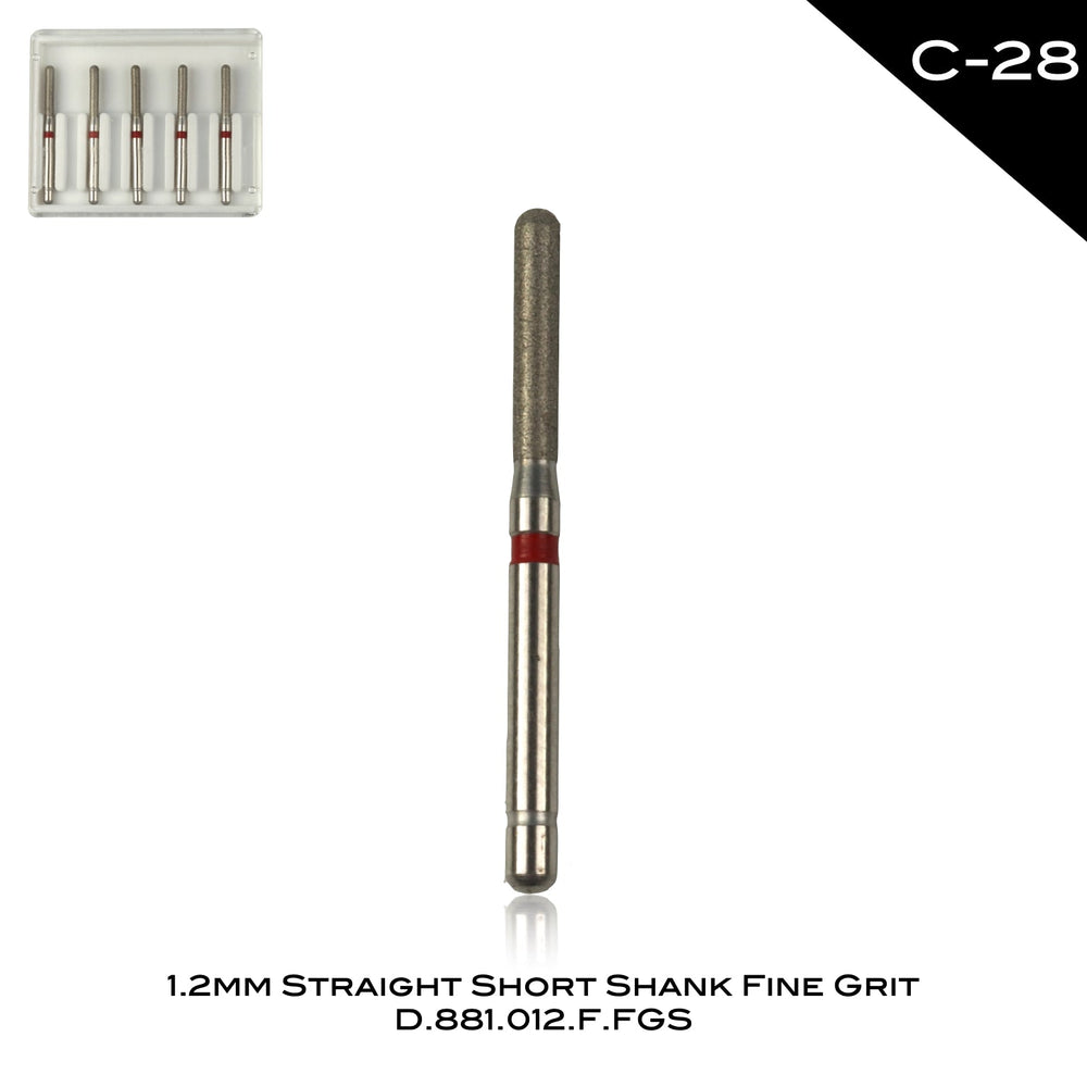 Tige courte droite de 1,2 mm, grain fin C-28