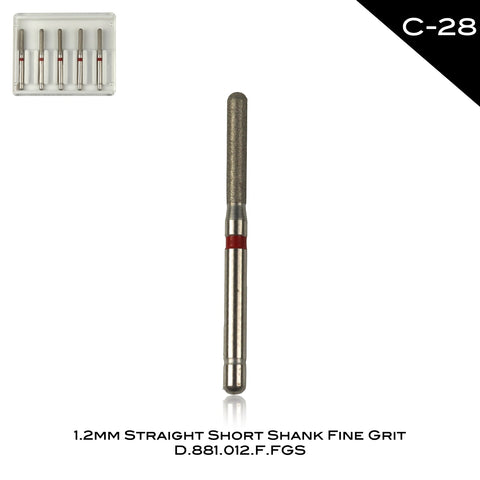 1.2mm Straight Short Shank Fine Grit C-28
