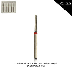 1.2mm Taper Fine Grit Batt Bur C-22
