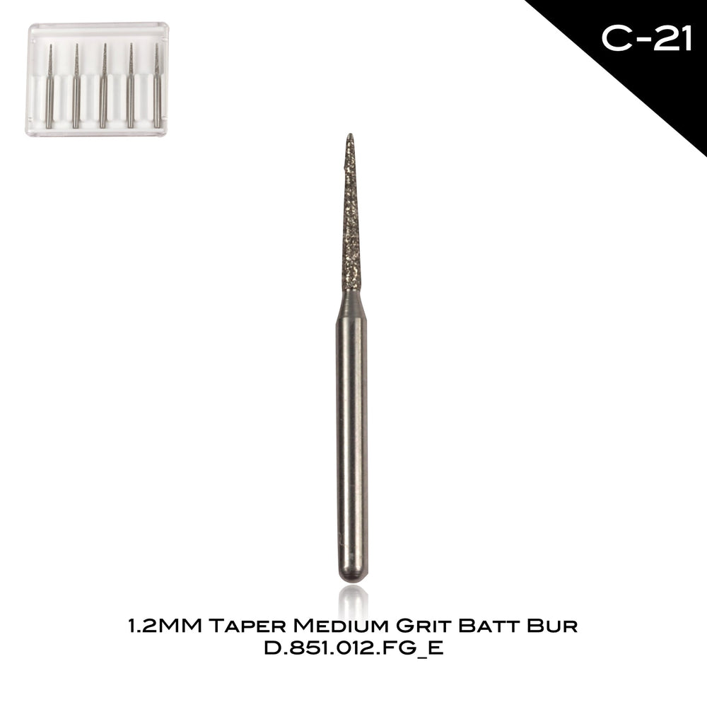 1.2mm Taper Medium Grit Batt Bur C-21
