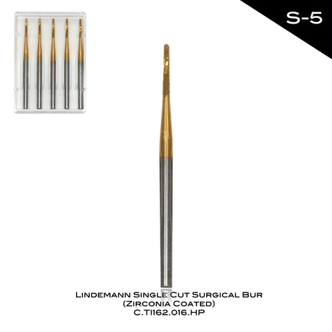 Lindemann Single Cut Surgical Bur (Zirconia Coated) - S-5