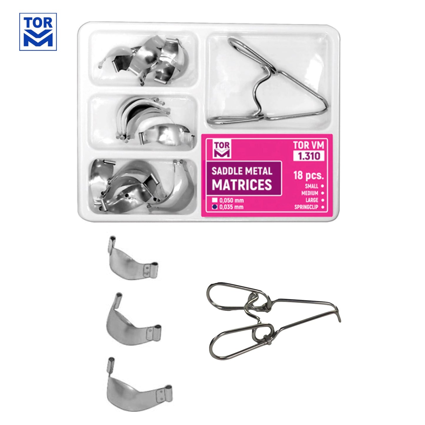 Saddle Contoured Metal Matrices (18 pcs + spring clip) - Incidental
