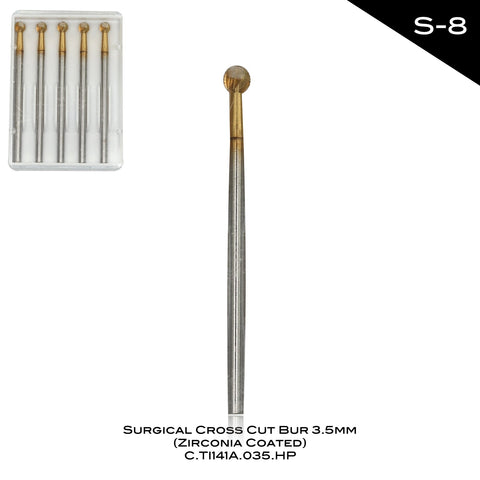 Surgical Cross Cut Bur 3.5mm (Zirconia Coated) - S-8